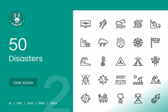 50 Disasters Icons: Premium Graphics for Local Brand Identity
