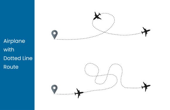 Airplane with Dotted Line Route Graphics for Crafts