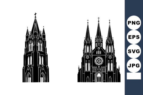 Black Gothic Cathedral Bell Tower Graphics for Crafts