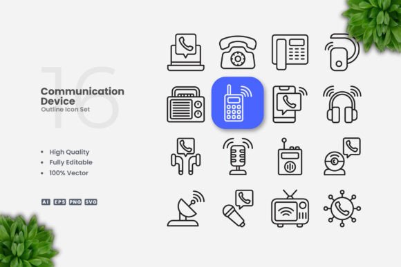 Communication Device Outline Icons: Essential Graphics for Local Branding