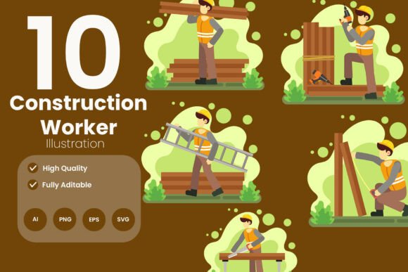 Construction Worker Illustration Graphics for Design