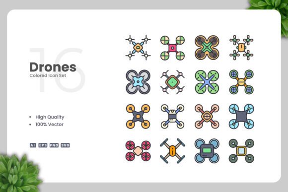 Drones Colored Icons: A Graphic Designer's Review