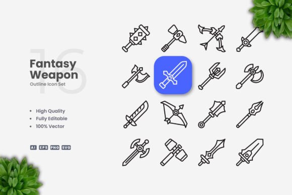 Fantasy Weapon Icons: Essential Graphics for Creative Projects