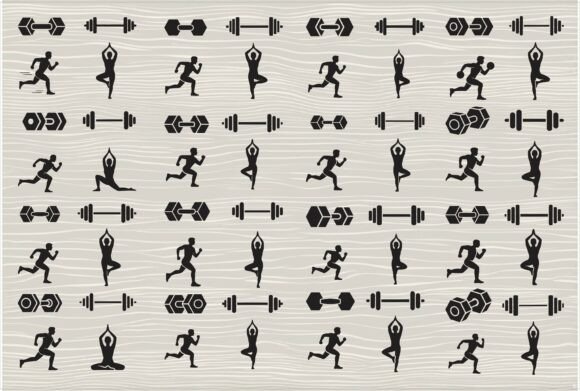 Fitness Icons Designed to Workout for Graphics and Crafts