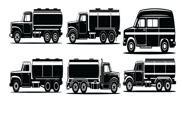 Fuel Tanker Truck Silhouette Bundle for Graphics and Crafts