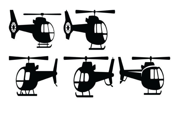 Helicopter Vector Silhouette Set: Essential Graphics for Crafts & Publishing