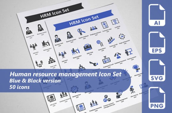 Human Resource Management Icon Set for Crafting and Design