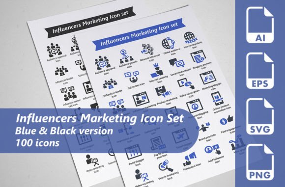 Influencers Marketing Icon Set for Branding and Graphics