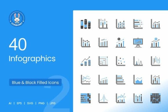 Infographics Blue Black Icons for Modern Graphics