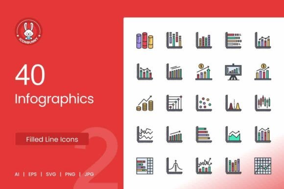 Infographics Filled Line Icons for Graphics and Icons