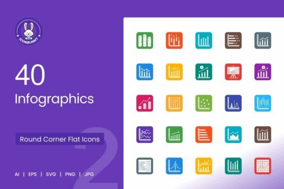 Infographics Filled Round Corner Icons for Graphics