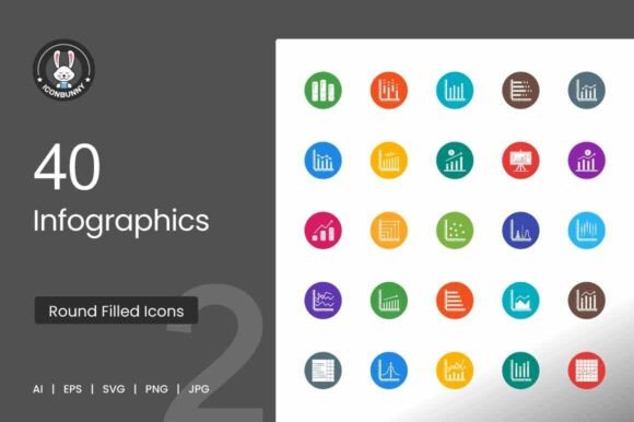 Infographics Flat Round Icons for Modern Web and Print Graphics