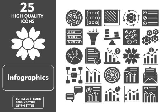 Infographics Glyph Icon: A Review for Modern Graphics and Icons
