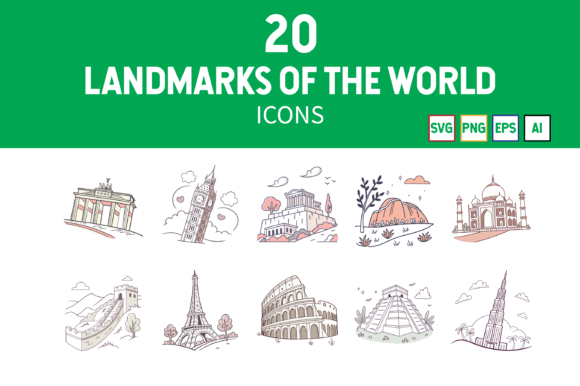 Landmarks of the World Icon Pack Graphics for Makers