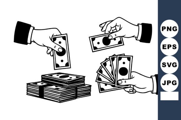 Monochrome Hands Exchanging Money: Essential Graphics for Crafts & Content