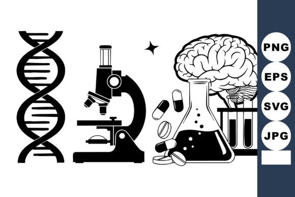 Monochrome Science Vector Icons for Graphics and Crafts