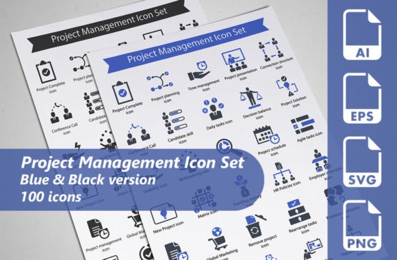 Project Management Icon Set for Crafting and Graphics