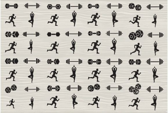 Set of Fitness Icons Designed to Workout