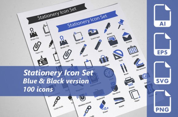 Stationery Icon Set for Local Business Graphics