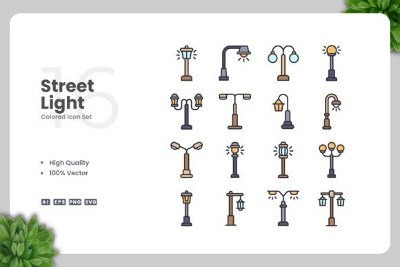 Street Light Colored Icons: Modern Graphics for Brand Growth