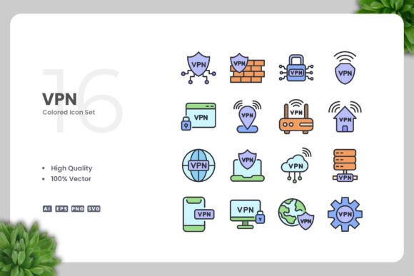 VPN Colored Icons: A Graphic Design Asset Review