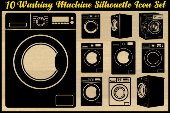 Washing Machine SVG Silhouette Bundle for Graphics and Crafts