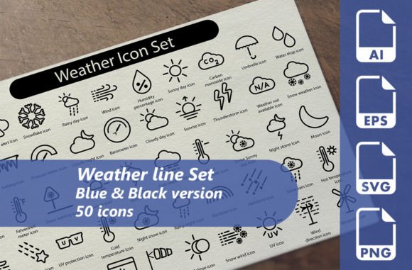 Weather Line Icon Set: A Versatile Graphics Asset for Branding
